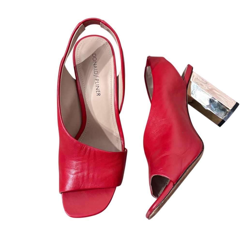 Donald J.Pliner Ella Red Leather Women's Slingback High Heels.Red Leather Shoes - Picture 16 of 16